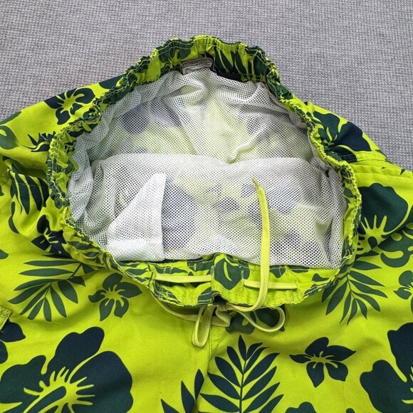 Canyon Creek Mens Sz Large Hawaiian Floral Swim Trunks Green Quick-Dry Pockets - Picture 5 of 12